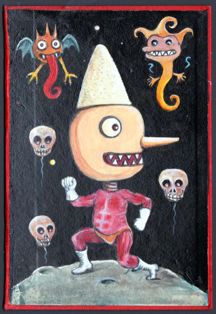 "Weird Pinocchio" 2019 | Acrylics on recycled paper 7″ x10”