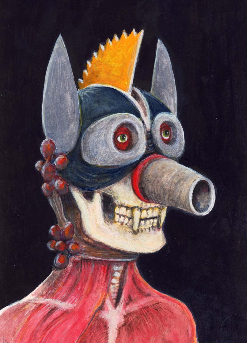 "Infernal Mask" 2021 | Acrylics on paper 5″ x7” | Dark Art Emporium - Long Beach [CA]