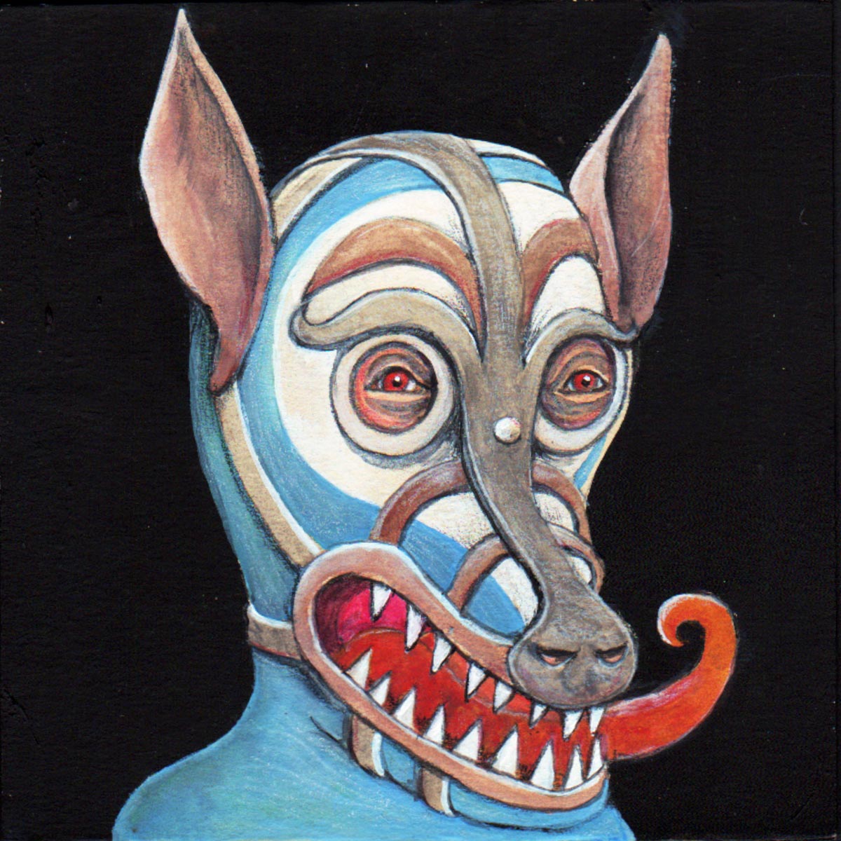 "Wolf Mask" 2020 | Acrylics on paper 5″ x 5” | Revolution Gallery - Buffalo [NY]