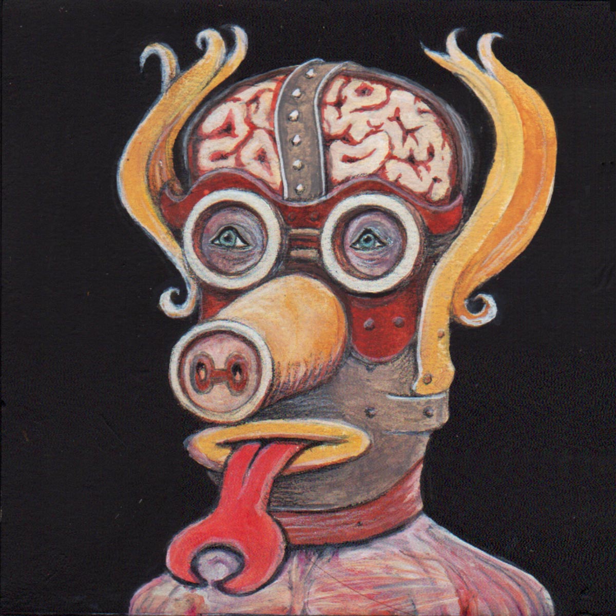 "Brain Mask" 2020 | Acrylics on paper 5″ x 5” | Revolution Gallery - Buffalo [NY]