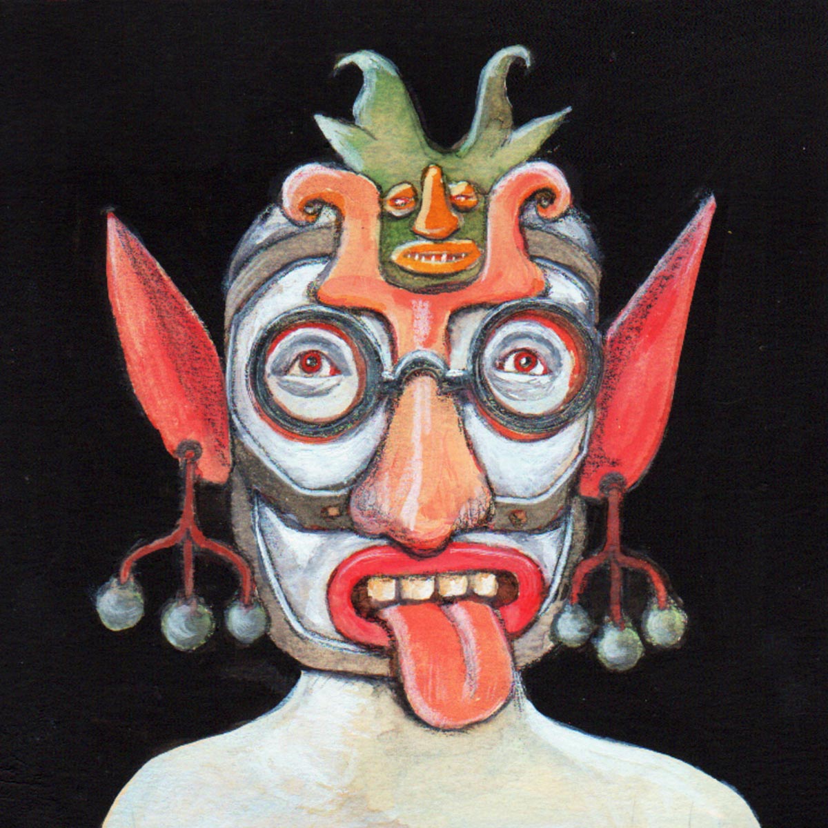 "Tongue Mask" 2020 | Acrylics on paper 5″ x 5” | Revolution Gallery - Buffalo [NY]