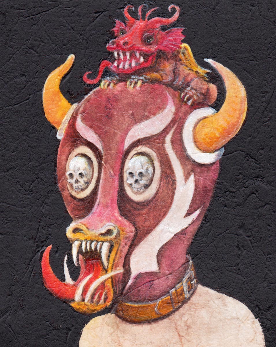 "Terror Mask" 2022 | Acrylics on paper 8″ x 10” | Dark Art Emporium - Long Beach [CA]